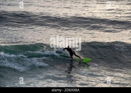 Surfeur à Porthleven, Cornouailles Angleterre Royaume-Uni Banque D'Images