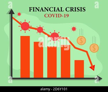 La crise financière est en baisse à cause de Covid-19 Illustration de Vecteur