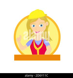 Illustration vectorielle du logo de la mascotte de l'architecte féminin Illustration de Vecteur