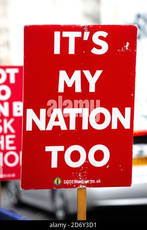 Affiche de campagne anti-Brexit utilisée par des manifestants devant le Parlement de Londres pour protester contre le retrait du Royaume-Uni de l'Union européenne. Banque D'Images