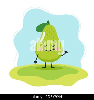 Joli personnage en forme de poire, illustration vectorielle pour les enfants dans un style de dessin animé Illustration de Vecteur