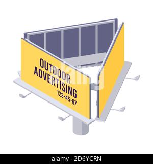 Panneau d'affichage isométrique avec toile pour la publicité extérieure. Illustration de Vecteur