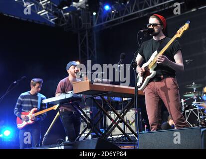 Des bêtes sauvages se présentant au Festival de l'île de Wight, au parc Seaclose de Newport. Banque D'Images