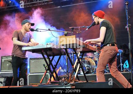 Des bêtes sauvages se présentant au Festival de l'île de Wight, au parc Seaclose de Newport. Banque D'Images