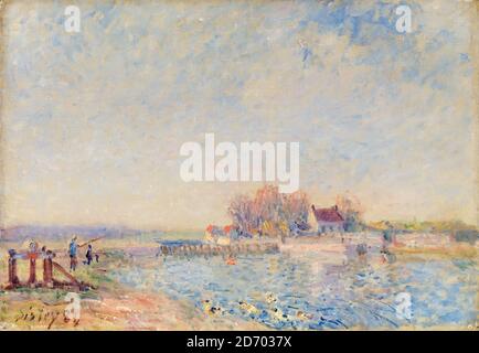 Alfred Sisley, canal Saint-Mammès - Loing, peinture paysagère, 1884 Banque D'Images