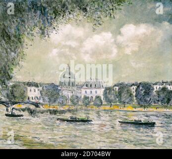 Alfred Sisley, Paysage le long de la Seine avec l'Institut de France et le Pont des Arts, peinture, 1870-1880 Banque D'Images