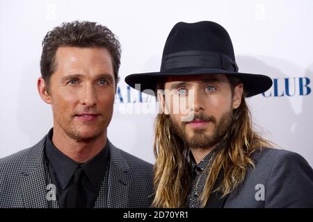 Matthew McConaughey et Jared Leto (à droite) assistant à la première du Dallas Buyers Club, à l'hôtel de Washington à Mayfair, Londres. Banque D'Images