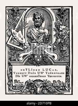 Luke l'évangéliste par Gonzales van Heylen, Anvers 1694, télécopie, 19e siècle Banque D'Images