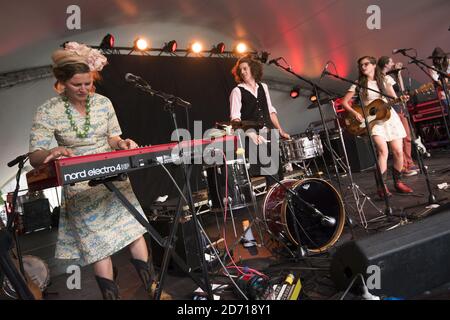 Perch Creek se déroule au festival Womad, à Charlton Park, dans le Wiltshire. Banque D'Images