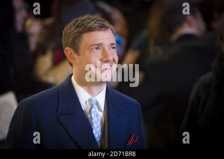 Martin Freeman arrivée au Hobbit : première mondiale de la bataille des cinq armées tenue à Odeon Leicester Square et Empire IMAX, Londres Banque D'Images