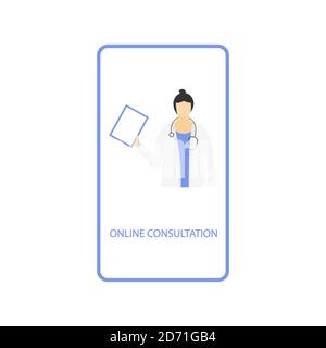 Médecin en ligne. Icône des services médicaux et de santé. Vecteur concept illustratif pour le développement de site Web. Médecin avec un comprimé accueille sur le site Illustration de Vecteur