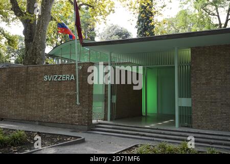 Vue générale du pavillon suisse de la Biennale d'Art 2015 à Venise, Italie. Banque D'Images