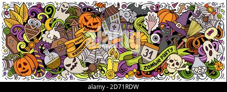 Bonne illustration Halloween dessin main dessin dessin animé dessin dessin dessin dessin. Illustration de Vecteur