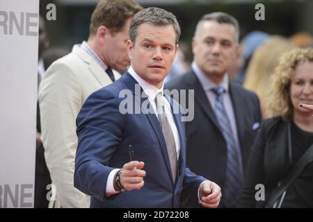 Matt Damon participant à la première européenne de Jason Bourne s'est tenue au cinéma Odeon de Leicester Square, Londres. Banque D'Images