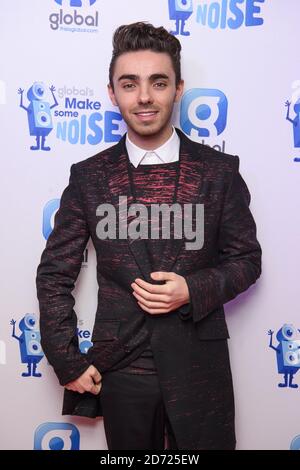 Nathan Sykes pendant la soirée « Make some Noise » de Global, qui s'est tenue à Supernova, dans les jardins Victoria Embankment, à Londres. Cet événement a permis de recueillir des fonds pour l'association caritative Make some Noise de Global, mise sur pied par Global, le groupe des médias et du divertissement, afin d'aider les jeunes défavorisés du Royaume-Uni. Date de la photo: Jeudi 24 novembre 2016. Le crédit photo devrait se lire: Matt Crossick/ EMPICS Entertainment. Banque D'Images