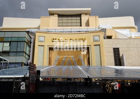 Le tapis rouge est préparé avant les 90e Academy Awards, devant le Dolby Theatre à Hollywood, Los Angeles, USA. Date de la photo: Samedi 3 mars 2018, 2017. Le crédit photo devrait se lire: Matt Crossick/ EMPICS Entertainment. Banque D'Images