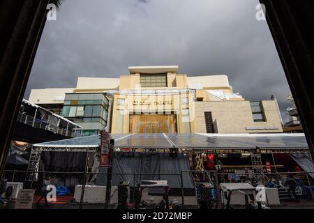 Le tapis rouge est préparé avant les 90e Academy Awards, devant le Dolby Theatre à Hollywood, Los Angeles, USA. Date de la photo: Samedi 3 mars 2018, 2017. Le crédit photo devrait se lire: Matt Crossick/ EMPICS Entertainment. Banque D'Images