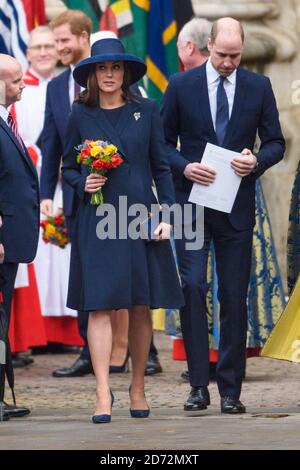 Le duc et la duchesse de Cambridge quittent le Commonwealth Service à Westminster Abbey, Londres. Date de la photo: Lundi 12 mars 2018 crédit photo à lire: Matt Crossick/ EMPICS Entertainment. Banque D'Images