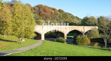 Le pont Mercury (également connu sous le nom de pont Station) traverse la vallée de la rivière à Richmond, dans le North Yorkshire Banque D'Images