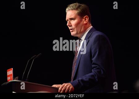 Keir Starmer s'exprime lors de la conférence annuelle du Parti travailliste au Arena and Convention Centre (ACC), à Liverpool. Date de la photo: Mardi 25 septembre 2018. Le crédit photo devrait se lire: Matt Crossick/ EMPICS Entertainment. Banque D'Images