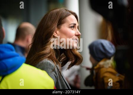 La duchesse de Cambridge arrive pour une visite à l'entraîneur Core Essex à Basildon, Essex. Date de la photo: Mardi 30 octobre 2018. Le crédit photo devrait se lire: Matt Crossick/ EMPICS Entertainment. Banque D'Images