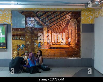 Plaza Italia, station de métro dans le quartier de Palerme. Buenos Aires, la capitale de l'Argentine. Amérique du Sud, Argentine, novembre Banque D'Images