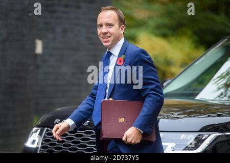 Matt Hancock, secrétaire à la Santé et aux soins sociaux, arrive pour une réunion du Cabinet à Downing Street, Londres. Date de la photo: Mardi 29 octobre 2019. Le crédit photo devrait se lire: Matt Crossick/Empics Banque D'Images