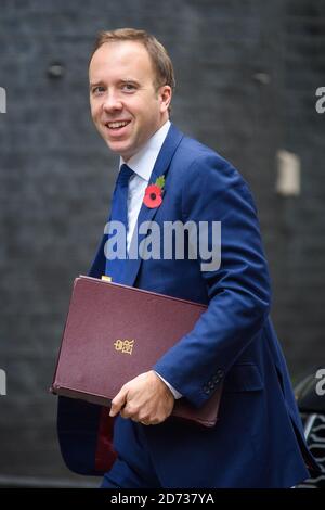 Matt Hancock, secrétaire à la Santé et aux soins sociaux, arrive pour une réunion du Cabinet à Downing Street, Londres. Date de la photo: Mardi 29 octobre 2019. Le crédit photo devrait se lire: Matt Crossick/Empics Banque D'Images