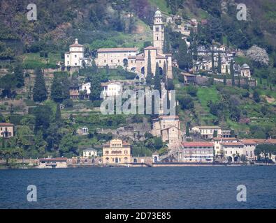 Paysage incroyable sur Morcote, village au bord du lac, Lac de Lugano, Tessin, Suisse Banque D'Images