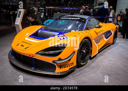 McLaren Richard mille RM 11-03, voiture de course au 89e salon international de l'automobile de Genève. Genève, Suisse - 6 mars 2019. Banque D'Images