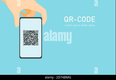 Concept d'illustration vectorielle de numérisation de code QR, scanner le code qr pour le paiement, peut être utilisé pour, page d'arrivée, modèle, interface utilisateur, Web, application, poster, bannière, prospectus. Illustration de Vecteur