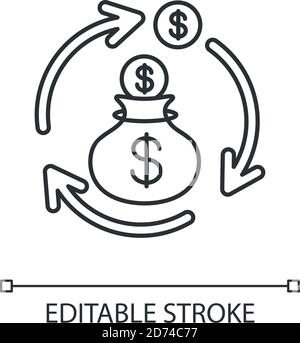 Icône linéaire de synergie des revenus Illustration de Vecteur