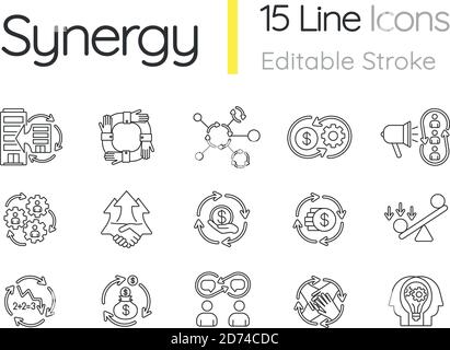 Ensemble d'icônes linéaires Synergy Illustration de Vecteur