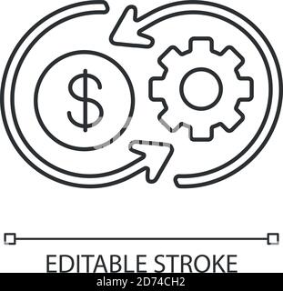 Icône linéaire de synergie des coûts Illustration de Vecteur
