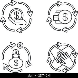 Jeu d'icônes linéaires de synergie financière Illustration de Vecteur