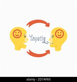 Empathie. Concept d'empathie - silhouettes de deux têtes humaines avec une image abstraite des émotions à l'intérieur. Illustration de Vecteur
