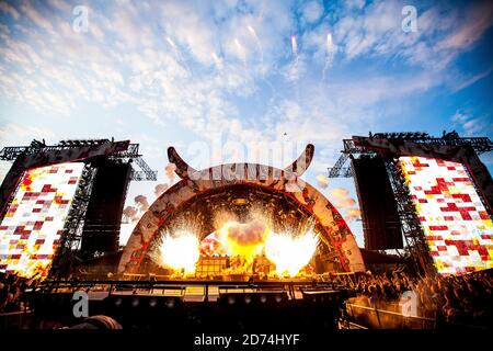 Copenhague, Danemark. 15 juillet 2015. Le groupe de rock australien AC/DC joue un concert à Dyreskuepladsen à Roskilde dans le cadre de la tournée Rock or Bust World 2015. (Crédit photo : Gonzales photo - Lasse Lagoni). Banque D'Images