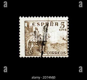 MOSCOU, RUSSIE - 24 NOVEMBRE 2017: Un timbre imprimé en Espagne montre El CID, DIGIT et CID série, vers 1949 Banque D'Images