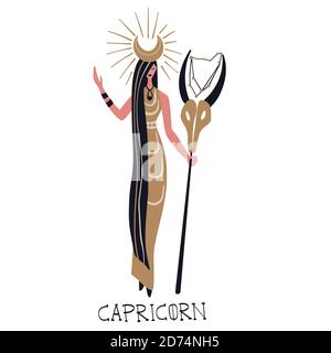 Le zodiaque signe Capricorne. Illustration vectorielle du symbole du zodiaque. Illustration de Vecteur