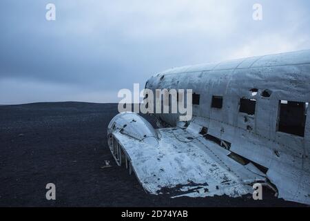 US Navy Douglas Super DC-3 accident d'avion à SÃ³lheimasandur, Islande Banque D'Images