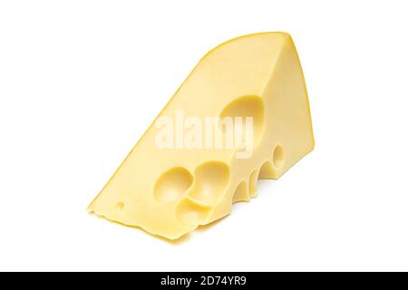 Morceau de fromage isolé sur fond blanc Banque D'Images