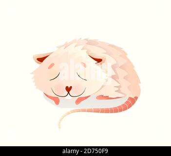 Bébé animal souris ou n'importe quel rongeur dormir profond, drôle mignon personnage animal rêvant, clipart isolé pour les enfants. Illustration de Vecteur