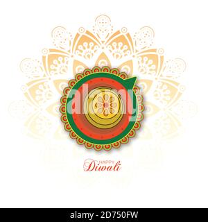 Dipawali est écrit en hindi ce qui signifie le festival des lumières. Illustration vectorielle du festival Diwali Diya Lamp. Paysage urbain indien en arrière-plan. Illustration de Vecteur