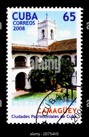 MOSCOU, RUSSIE - 25 NOVEMBRE 2017 : un timbre imprimé à Cuba montre Camaguey, série de Turism, vers 2008 Banque D'Images