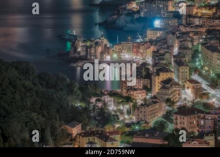 Nuit Camogli Banque D'Images