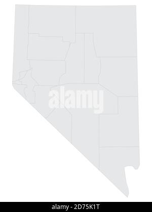 Carte des comtés d'élection à plateau gris de l'État fédéral des États-Unis Du Nevada Illustration de Vecteur