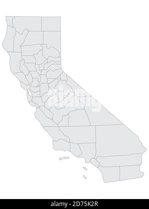 Carte des comtés d'élection à plateau gris de l'État fédéral des États-Unis De Californie Illustration de Vecteur