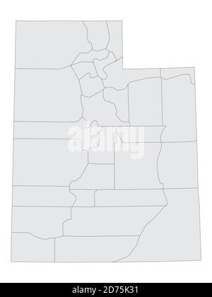 Carte des comtés d'élection à plateau gris de l'État fédéral des États-Unis De l'Utah Illustration de Vecteur