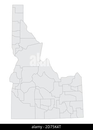 Carte des comtés d'élection à plateau gris de l'État fédéral des États-Unis De l'Idaho Illustration de Vecteur