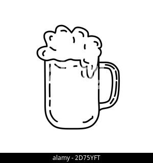 Icône bière. Style d'icône Doddle dessiné à la main ou Black Outline Illustration de Vecteur